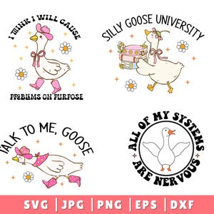 Funny Goose SVG PNG Bundle, Snarky Goose Retro Humour Svg, Sassy Animal Silly Goose Png, Funny Animal Meme Aesthetic SVG, Trendy Sublimation image 2