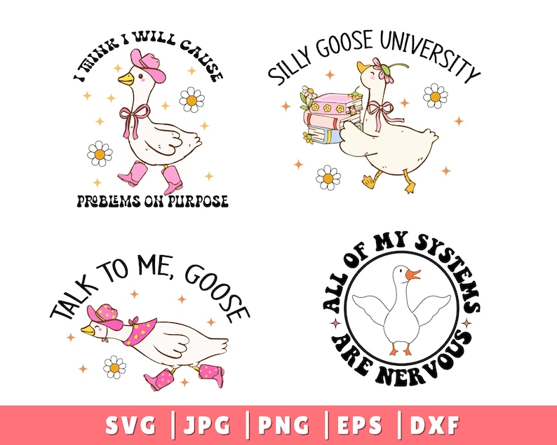 Funny Goose SVG PNG Bundle, Snarky Goose Retro Humour Svg, Sassy Animal Silly Goose Png, Funny Animal Meme Aesthetic SVG, Trendy Sublimation image 2