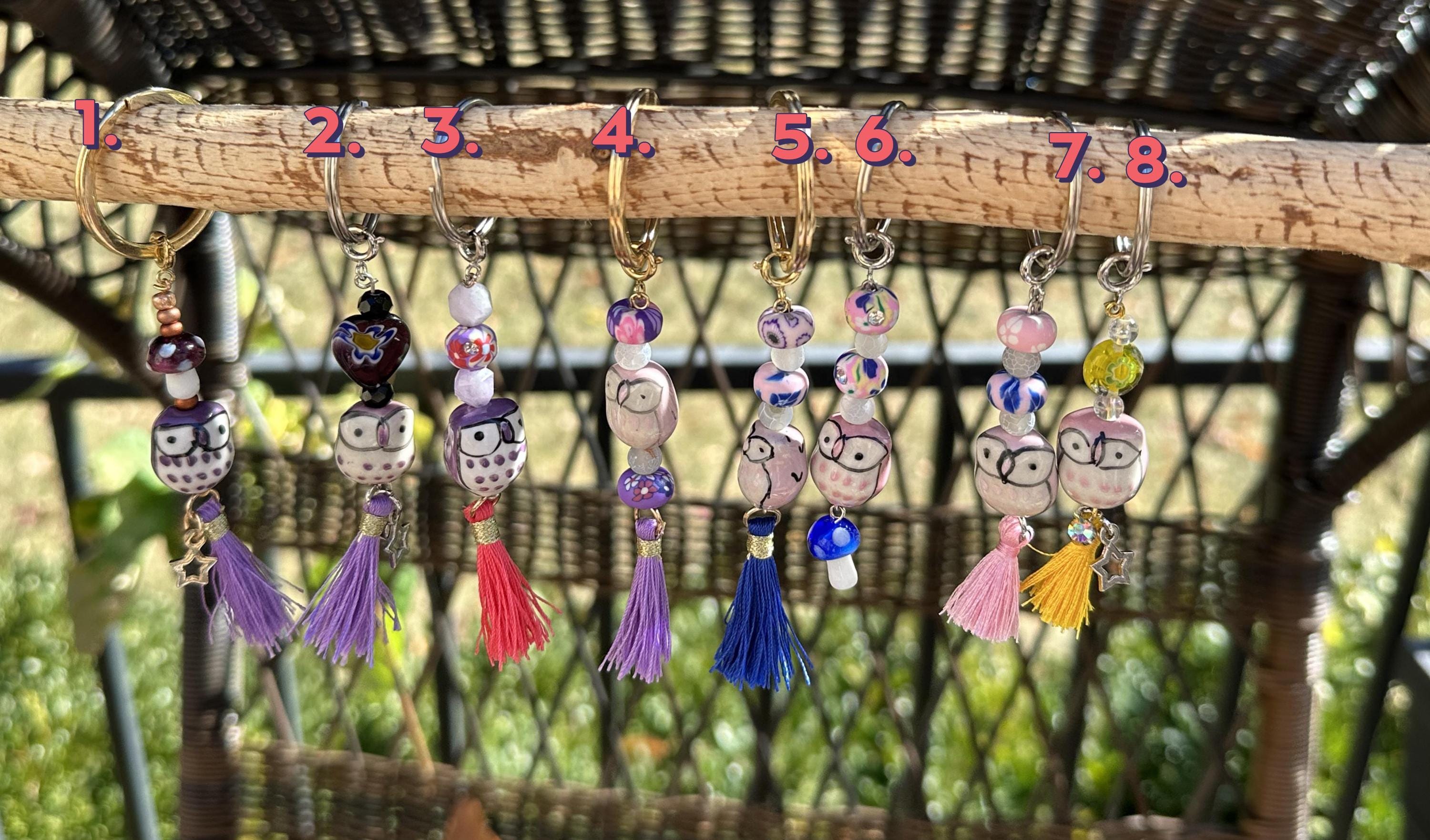 Whimsical Pink or Purple Owl Keychain - A charming little friend to keep you company