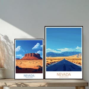 Poster de voyage Nevada États-Unis - destinations emblématiques inspirées d'un mur unique - décoration d'intérieur moderne de Las Vegas - cadeau parfait pour les amateurs de voyage