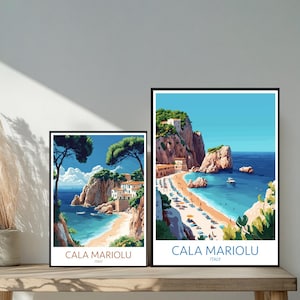 Poster de voyage sur la plage de Cala Mariolu - Destinations emblématiques inspirées d'un mur - Décoration d'intérieur moderne Italie Sardaigne - Cadeau parfait pour les amateurs de voyage