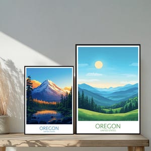 Poster de voyage de l'Oregon aux États-Unis - Destinations emblématiques inspirées d'un mur unique - Décoration d'intérieur moderne de Portland - Cadeau parfait pour les amateurs de voyage