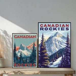 Kanadische Rockies Reise-Poster – Vintage Natur-Druck im WPA Stil