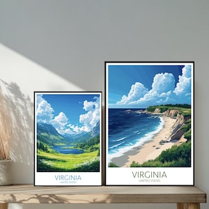 Affiche de voyage Virginie États-Unis - destinations emblématiques inspirées du mur unique - décoration d'intérieur moderne de Richmond - cadeau parfait pour les amateurs de voyage