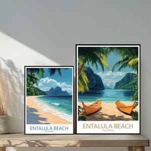 Poster de voyage sur la plage d'Entalula - destinations emblématiques uniques inspirées d'un mur - décoration d'intérieur moderne des Philippines - cadeau parfait pour les amateurs de voyage