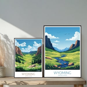 Poster de voyage du Wyoming aux États-Unis - destinations emblématiques uniques inspirées d'un mur - décoration d'intérieur moderne Laramie - cadeau parfait pour les amateurs de voyage