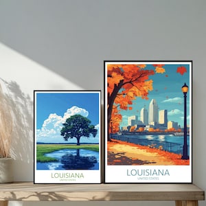 Poster de voyage Louisiane États-Unis - destinations emblématiques inspirées d'un mur unique - décoration d'intérieur moderne Orléans - cadeau parfait pour les amateurs de voyage