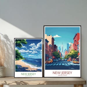 Poster de voyage du New Jersey aux États-Unis - destinations emblématiques uniques inspirées d'un mur - décoration d'intérieur moderne et nature - cadeau parfait pour les amateurs de voyage