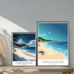 Poster de voyage sur la plage de Turquoise Bay - Destinations emblématiques uniques inspirées d'un mur - Décoration d'intérieur moderne d'Australie - Cadeau parfait pour les amateurs de voyage