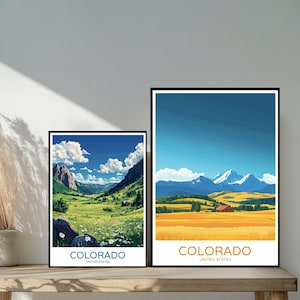 Affiche de voyage Colorado États-Unis - destinations emblématiques inspirées d'un mur unique - décoration d'intérieur moderne de Denver - cadeau parfait pour les amateurs de voyage