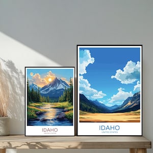Idaho USA Reiseplakat - Einzigartige Wand inspirierte ikonische Ziele - Boise USA Kunst modernes Wohndekor - perfektes Geschenk Reiseliebhaber