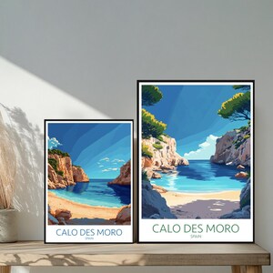 Poster de voyage sur la plage de Calo des Moro - Destinations emblématiques uniques inspirées d'un mur - Décoration d'intérieur moderne Espagne Majorque - Cadeau parfait pour les amateurs de voyage