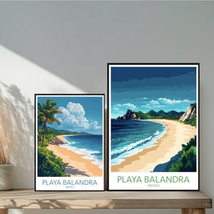 Affiche de voyage Playa Balandra au Mexique - Décoration murale moderne unique inspirée des destinations emblématiques de la plage de Balandra - Cadeau parfait pour les amateurs de voyage