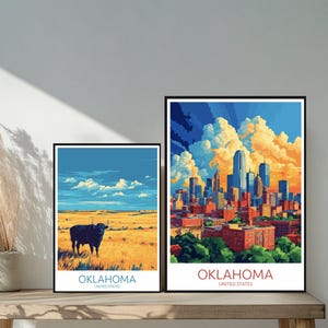 Affiche de voyage de l'Oklahoma aux États-Unis - destinations emblématiques uniques inspirées d'un mur - décoration d'intérieur moderne - cadeau parfait pour les amateurs de voyage