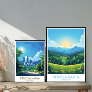 Poster de voyage Pennsylvanie États-Unis - destinations emblématiques inspirées d'un mur unique - décoration d'intérieur moderne de Philadelphie - cadeau parfait pour les amateurs