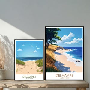 Poster de voyage Delaware États-Unis - Destinations emblématiques uniques inspirées d'un mur - Décoration d'intérieur moderne de Douvres - Cadeau parfait pour les amateurs de voyage