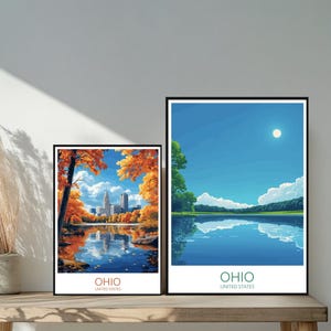 Poster de voyage Ohio États-Unis - destinations emblématiques inspirées d'un mur unique - décoration d'intérieur moderne de Columbus - cadeau parfait pour les amateurs de voyage