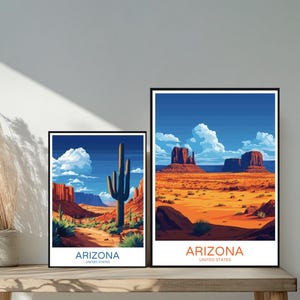 Poster de voyage Arizona États-Unis - destinations emblématiques inspirées d'un mur unique - décoration d'intérieur moderne art Phoenix - cadeau parfait pour les amateurs de voyage