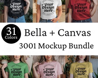 Bella Canvas T-Shirt Mockup Bundle | BC 3001 Shirt Mock-Up | Real Model | Neutral Boho Aesthetic | Cozy Trendy Summer Fall Tee Mockups