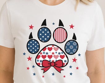 Patriotic Paw Print Shirt: 4th of July Dog Mom Tee