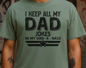 Funny Dad Jokes T-Shirt – Retro Geeky Dad-A-Base Comfort Colors Tee