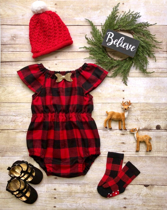 buffalo plaid baby girl outfit