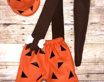 Bam Bam Halloween costume - Flintstones Halloween - toddler shorts, hat and club -  Flintstones First Birthday