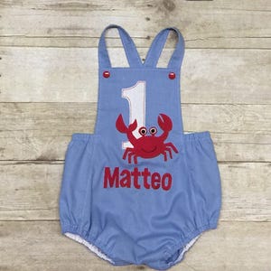 Under The Sea Crab  First Birthday Sunsuit.