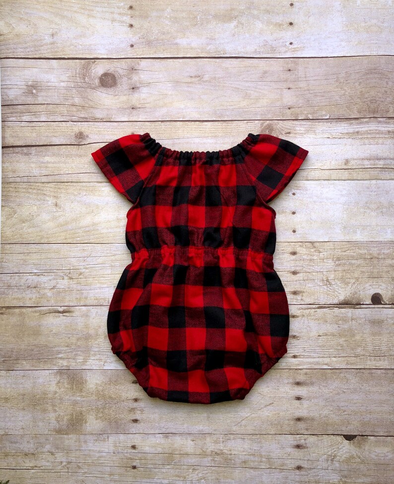 Christmas outfit toddler infant girl Buffalo plaid red Etsy