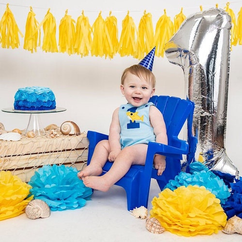 Baby Shark Cake Smash Outfit Boy Birthday Baby Shark Outfit 1 Etsy