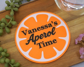 Personalizable coasters Aperol Spritz, Aperol Time, cocktail, glass coaster, wine glass, personal gift for girlfriend