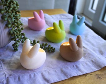 Easter bunny tealight holder, Easter bunny decoration, bunny candle holder, pastel spring decoration, Easter table decoration, gift idea, bunny