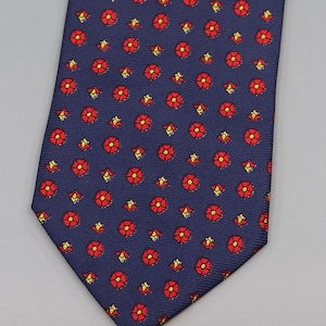 Vintage Pandora Silk Tie – Made in Italy, Red Floral Pattern