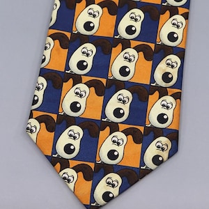 Vintage Wallace & Gromit Necktie: Retro 90s Cartoon Dog Tie