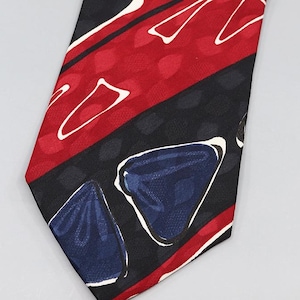 Vintage Italianissimo Abstract Red and Navy Tie