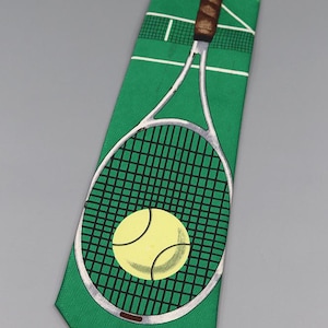 Tie Mania Handmade Tennis Novelty Tie – Green Court Design