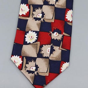 Vintage Double Two Pure Silk Tie – Bold Geometric Floral Pattern