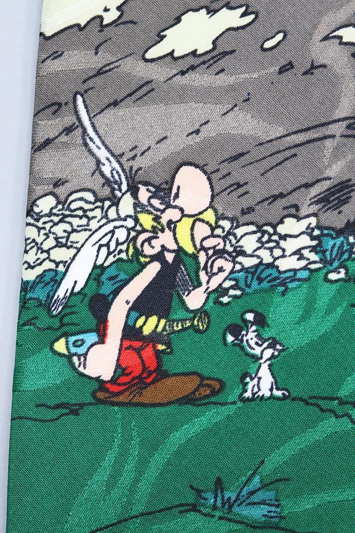 Vintage Asterix & Obelix Necktie: 1994 Comic Character Polyester