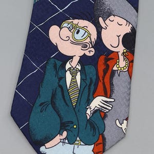 Vintage Popeye Cartoon Silk Tie, 1990s Olive Oyl Novelty Necktie, Rare Comic Character Collectible Gift for Him