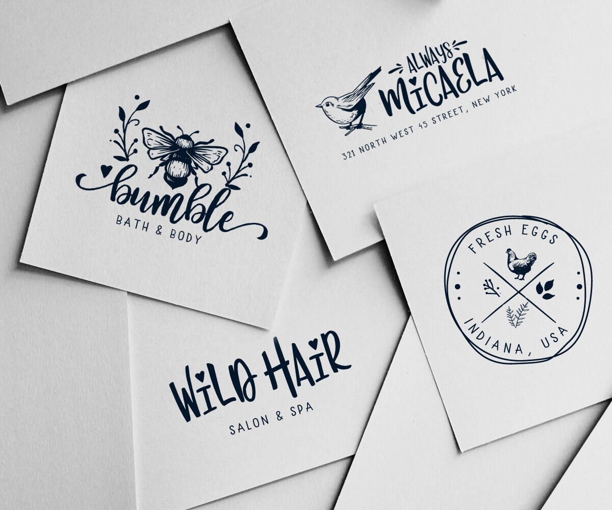 Custom Floral Stamp Custom Stamp Custom Rubber Stamp Etsy