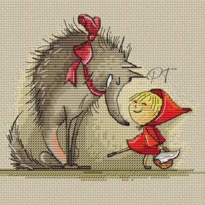 Little Red Riding Hood, coquette, wolf, fairy tale, cute, embroidery, needlework, cross stitch, hobby, handmade