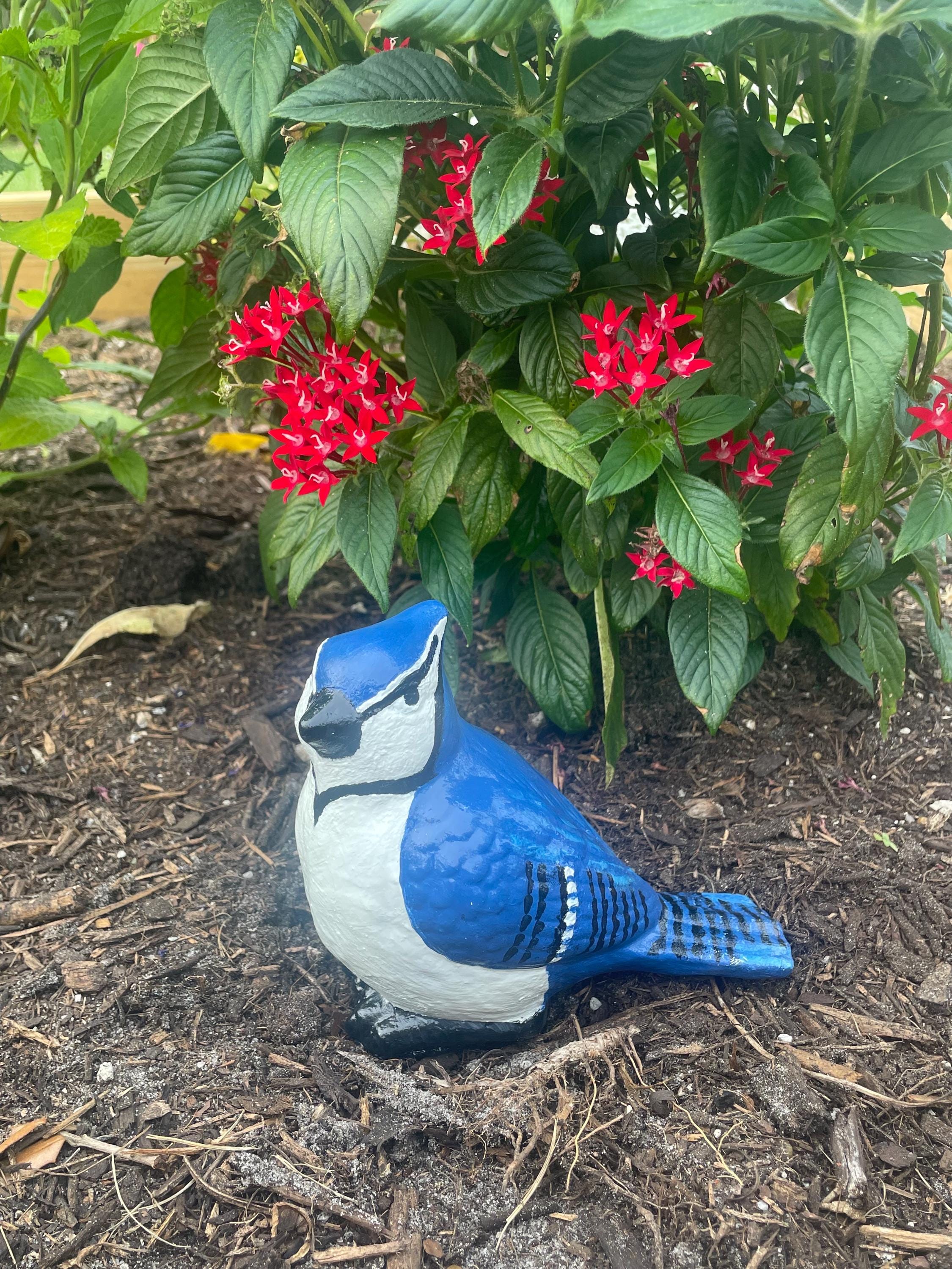 Handcrafted Blue Jay Bird Statue – Durable Indoor/Outdoor Décor
