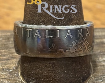 83% SILVER Italy 500 Lire COIN RING Italian Sicilian Sizes 5-13 Handmade usa United States