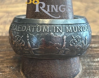 PURE SILVER PIRATE Coin Ring Sizes 5-12 Buccaneer Privateer Pieces of Eight Fat Tire Style usa America Fantasy