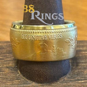 Anillo de moneda continental de plata pura bañado en oro de John Wick, talla 7-14, Estados Unidos de América, EE. UU., hecho a mano.