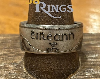 Rare 75% SILVER Irish Half Crown COIN RING Sizes 5-13 Unique Handmade Jewelry