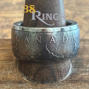 PURE SILVER CANADIAN Ahornblatt Münze Ring Größen 7-13 Handmade Kanada USA Amerika