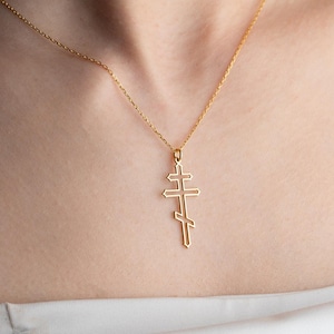Sterling Silver Orthodox Cross Necklace: Dainty Religious Jewelry