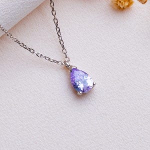Drop Birthstone Necklace • Silver or Gold Jewelry • Dainty Teardrop Gemstone Pendant •Customized Minimal Gift,Unique Birthstone Gift Jewelry
