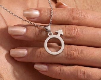 Mars Necklace, Symbol Pendant, Handmade Sterling Silver Minimalist Jewelry | 925 Sterling Silver | Astrological Symbolism | Empowerment Gift